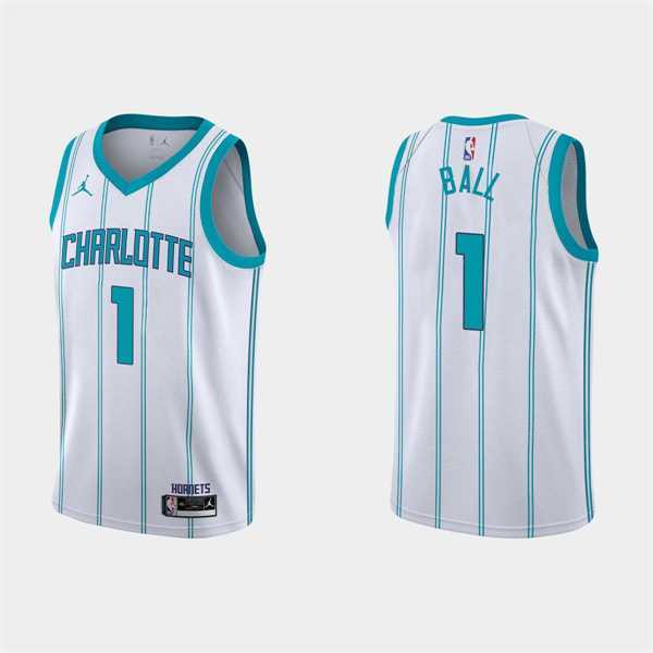 Men's Charlotte Hornets #1 LaMelo Ball 2022-23 White Association Edition Stitched Basketball Jersey Dzhi